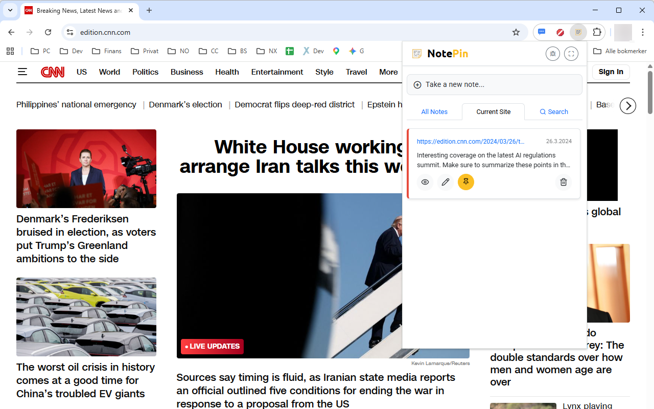 NotePin popup in light mode